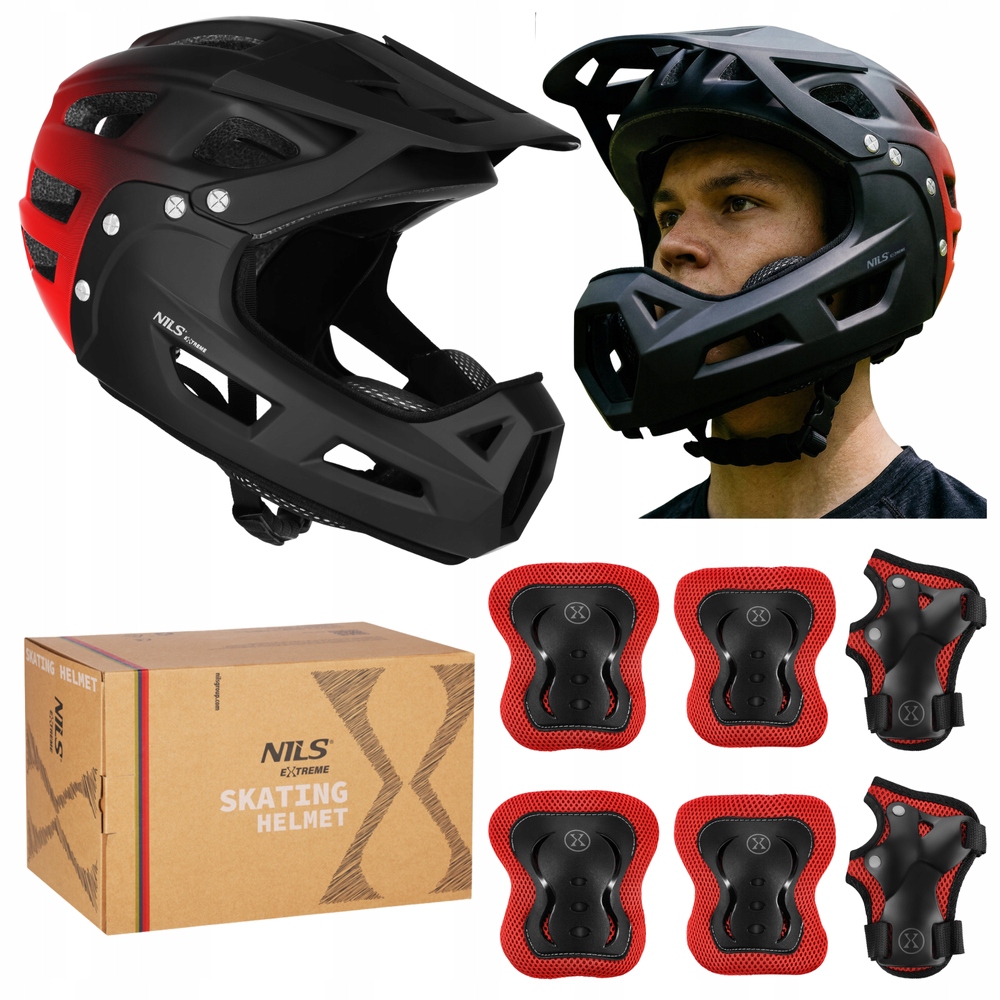 Kask Rowerowy Pełnotwarzowy Szczękowy Z Regulacją 58-61 cm Ochraniacze L