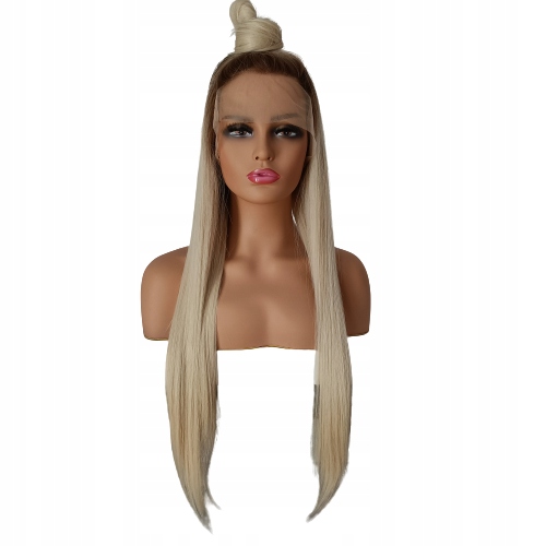 Paruka Lace Front platinová Blond odrost hnědá 40/55/80 cm čepička Bonus