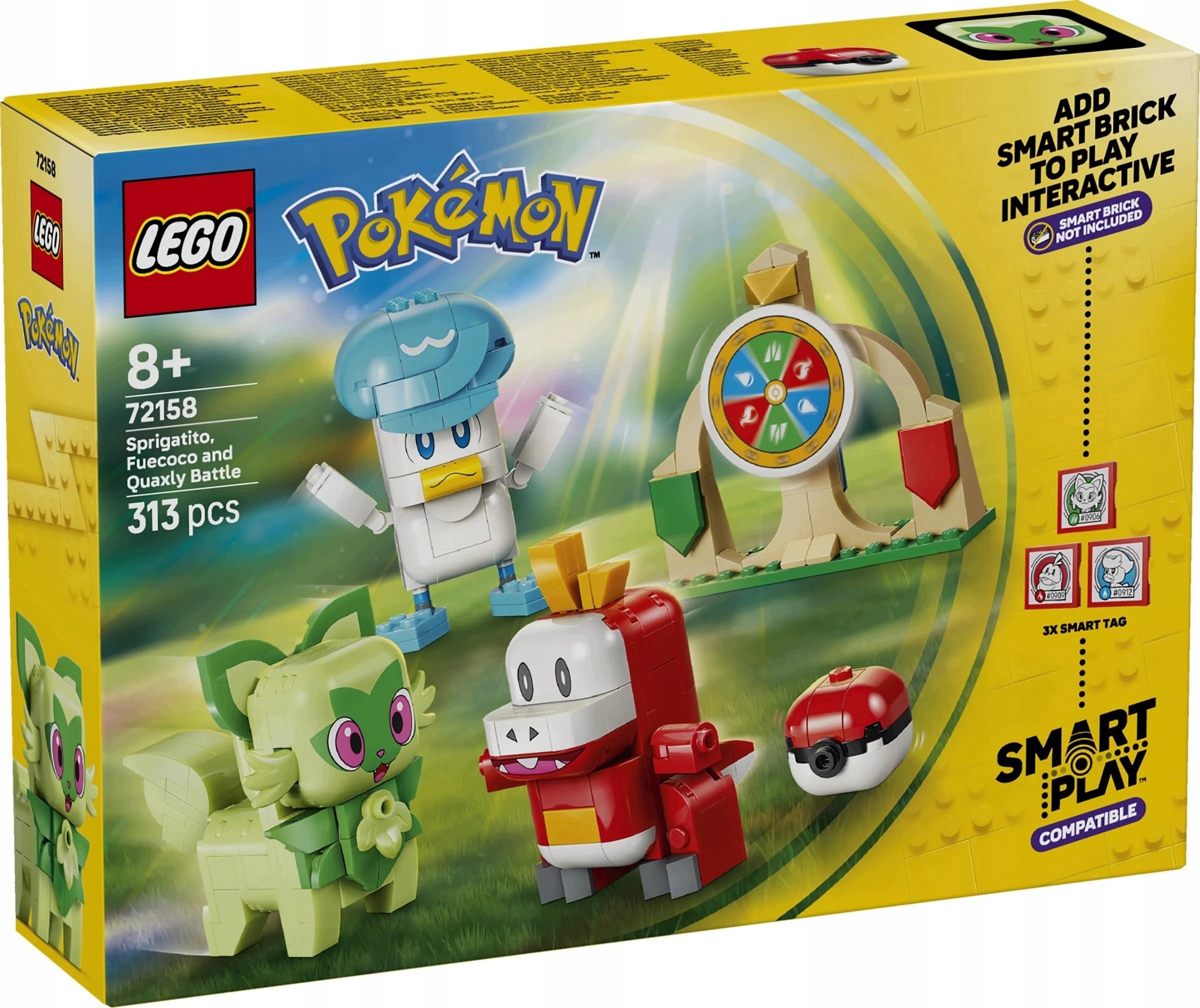 Lego Pokémon Smart Play 72158 Sprigatito Fuecoco Quaxly bitva 313 dílků 8+