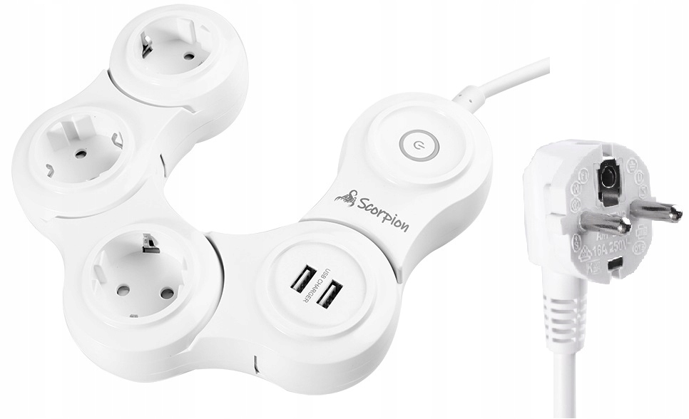 PRZEDŁUŻACZ ZASILACZ LISTWA PRZECIWPRZEPIĘCIOWA 2 GNIAZDA USB 1,5m WŁ