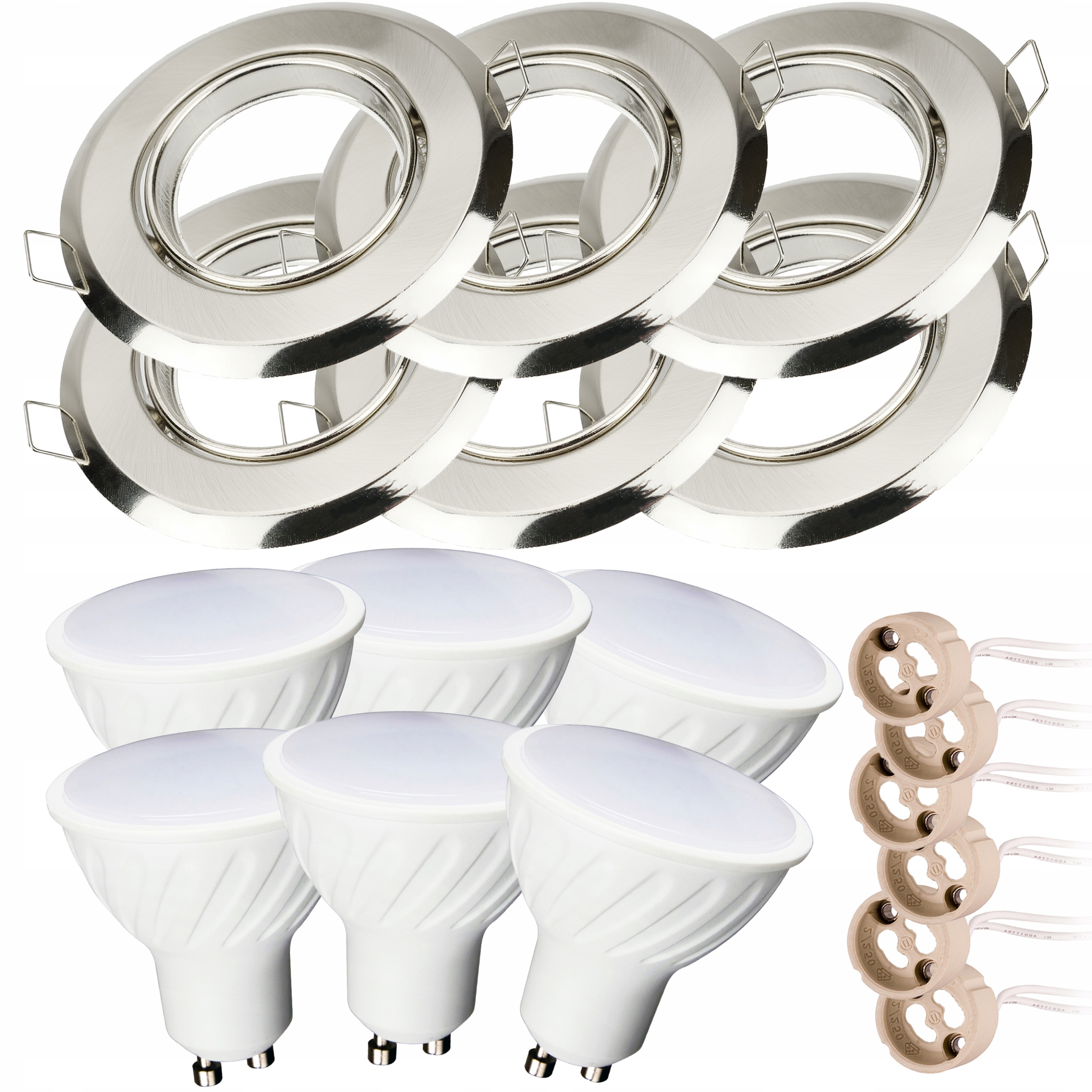 

Żarówki Led 6x GU10 6W Oprawa halogen Satyna Okrąg