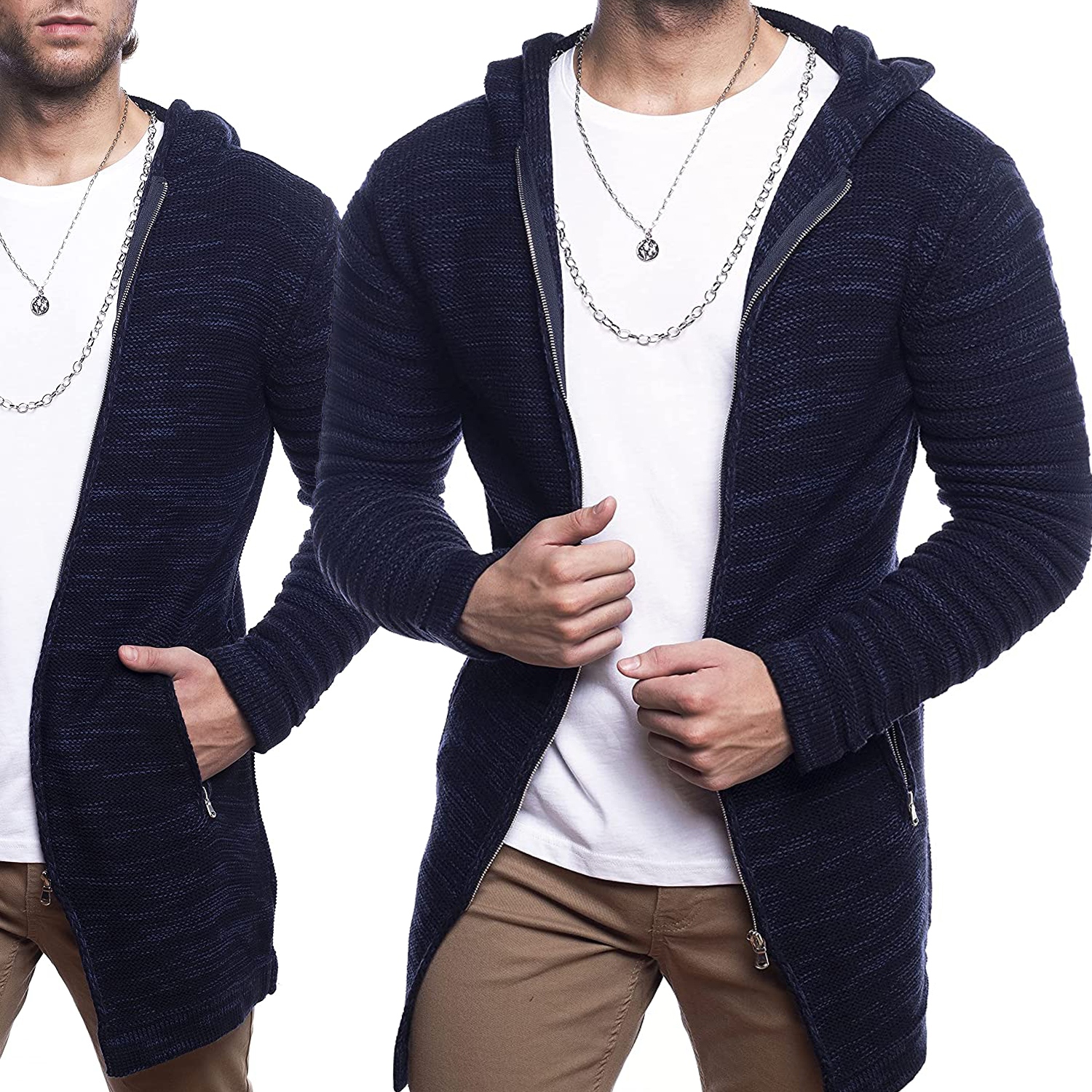 

Kardigan Sweter przedłużany z kapturem bluza zamek
