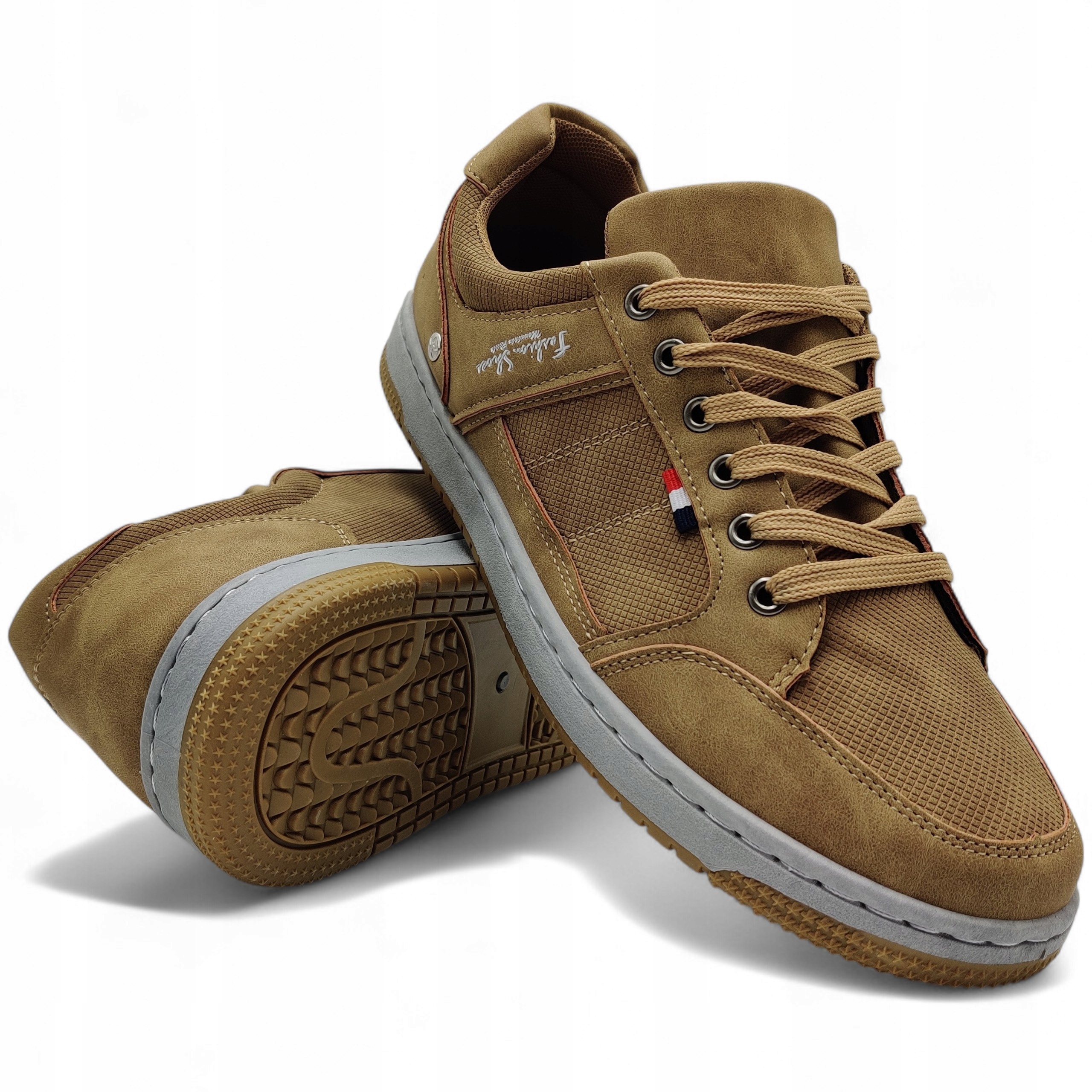 Buty Męskie Feisal Sportowe Solidne Casual Sneakersy Mocne lekkie Camel r46