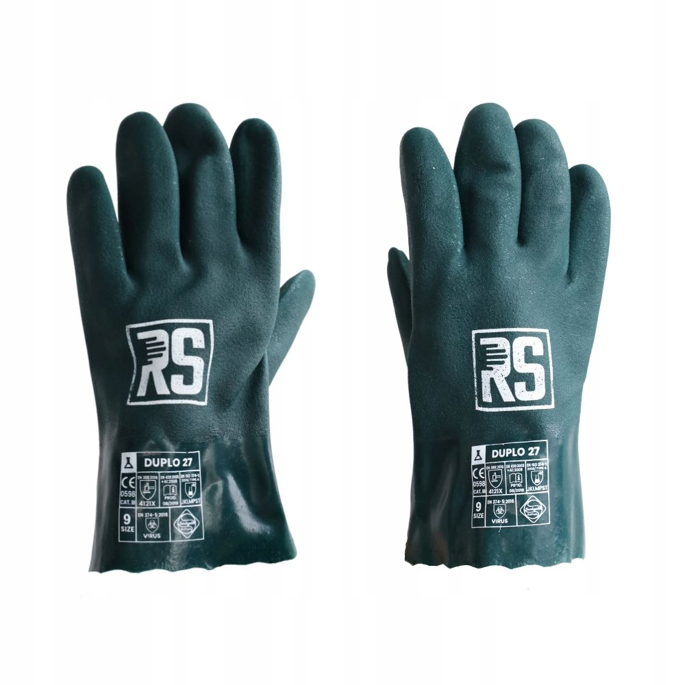 Kyselinovzdorné rukavice Rs Duplo 27 cm pískované na chemikálie 72p