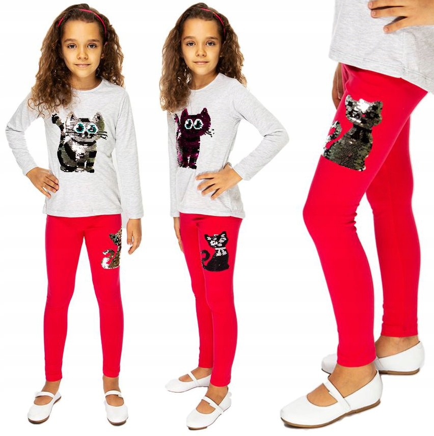 

Kot Getry Legginsy Magiczne Cekiny czerwo 146 J32K