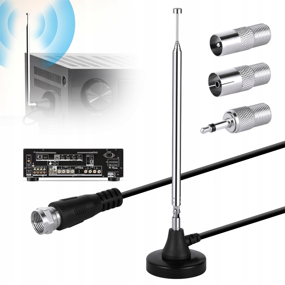 Antena pokojowa uniwersalna FM/DAB radio teleskopowa do wzmocnienia sygnału