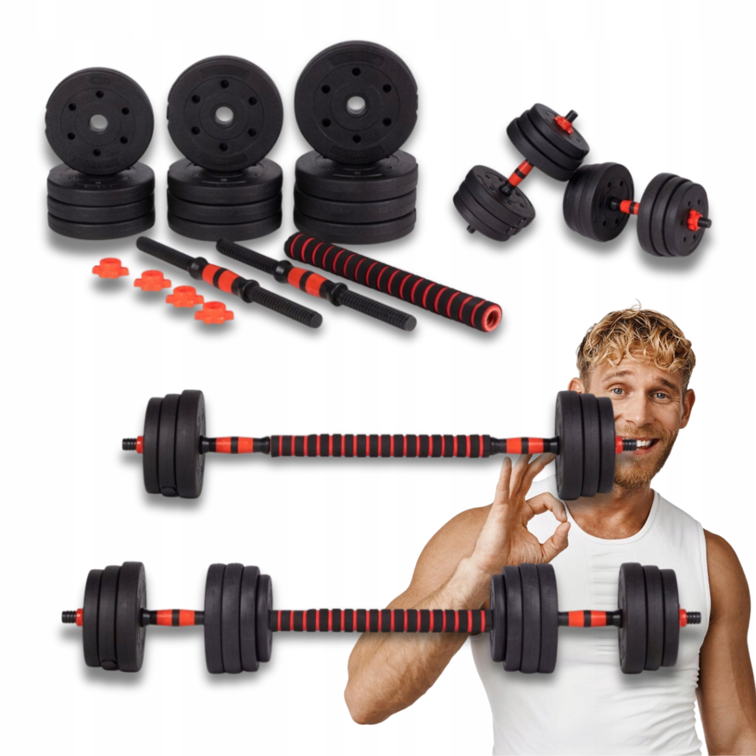 Hantle Regulowane Zestaw Hantle Do Ćwiczeń 2x10KG 20KG Sztanga Gryfy