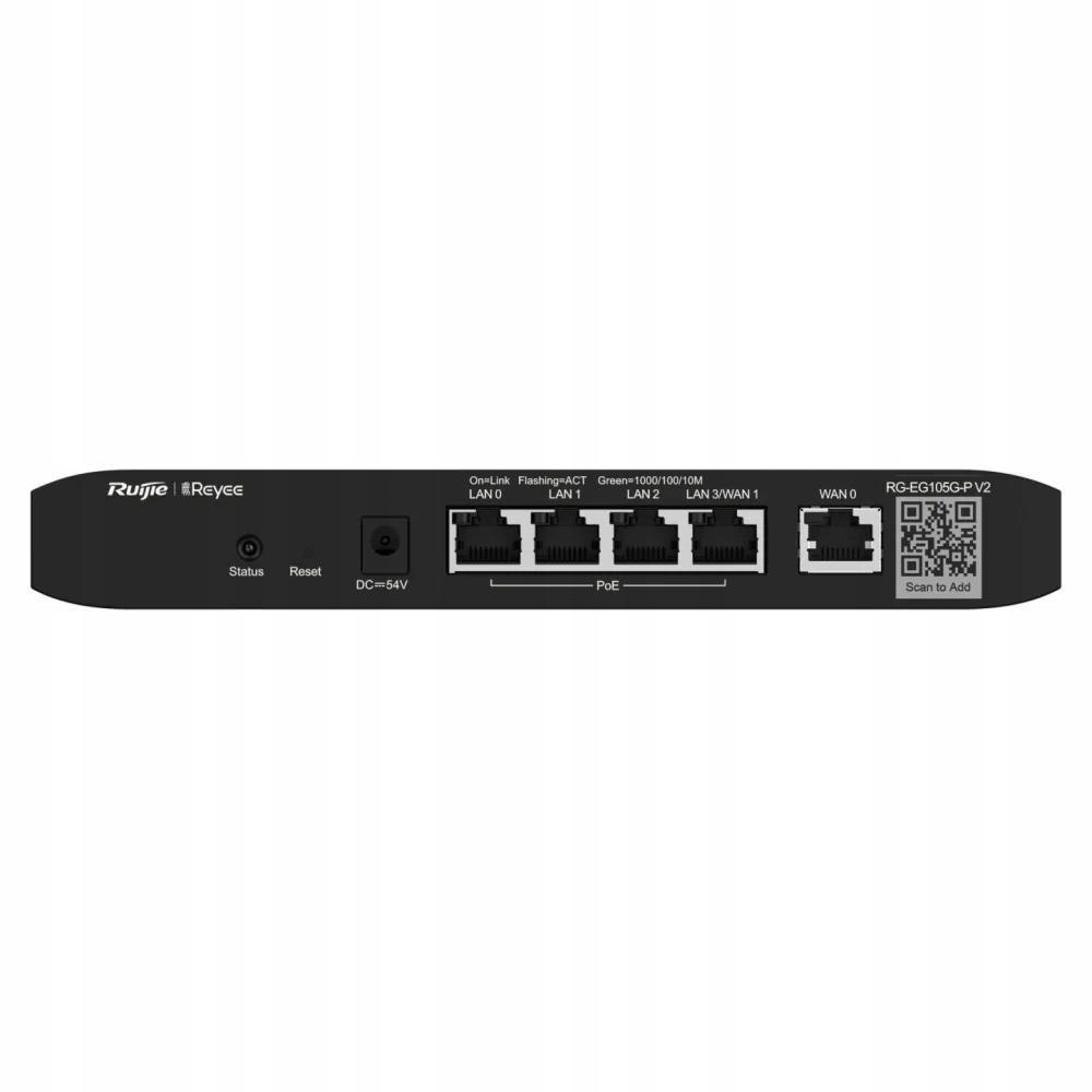 Drôtový Router Reyee RG-EG105G-P V2, 4X Lan, 1X Wan, Poe, 128 Mb