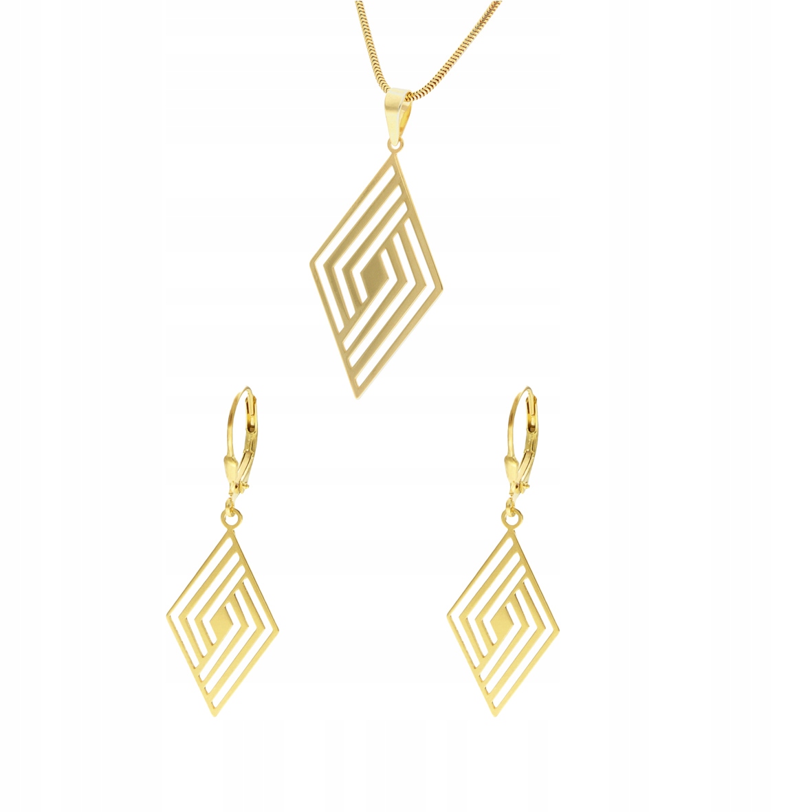 Stříbrný ažurový komplet s pozlacenými kosočtverci