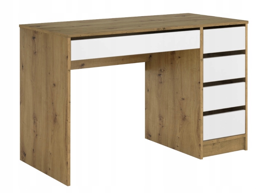 Biurko toaletka AGA 120x75 5 szuflad kolor dąb artisan front biały