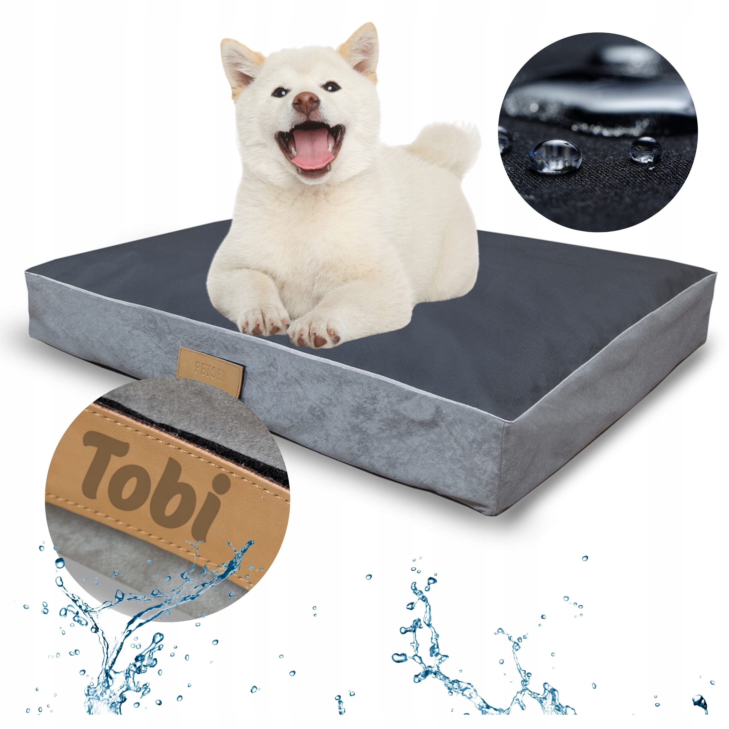 Legowisko dla psa Posłanie XXL Wodoodporne Materac z Grawerem 110x90