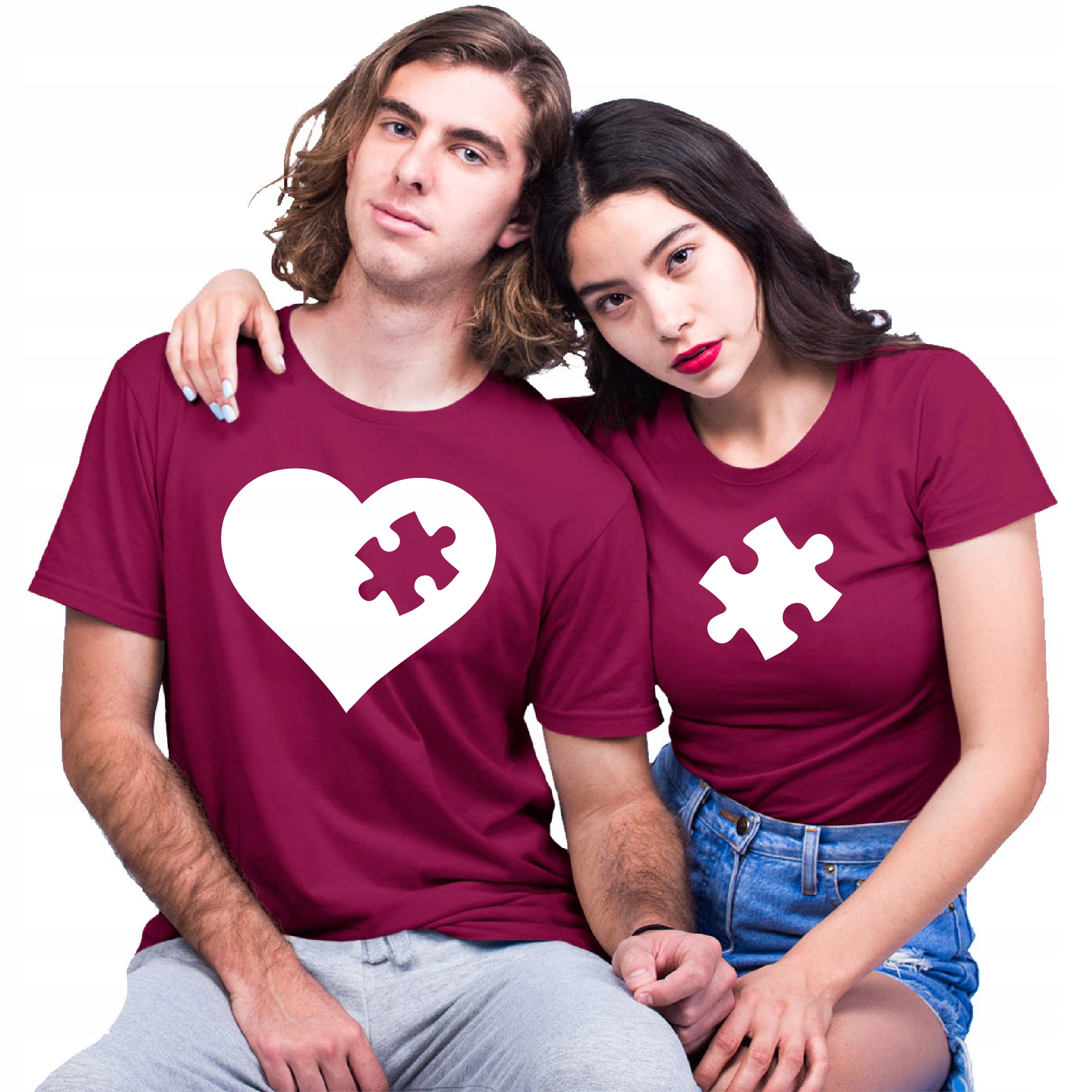 

2 Koszulki Tshirt Walentynki Serce Miłość Puzzle