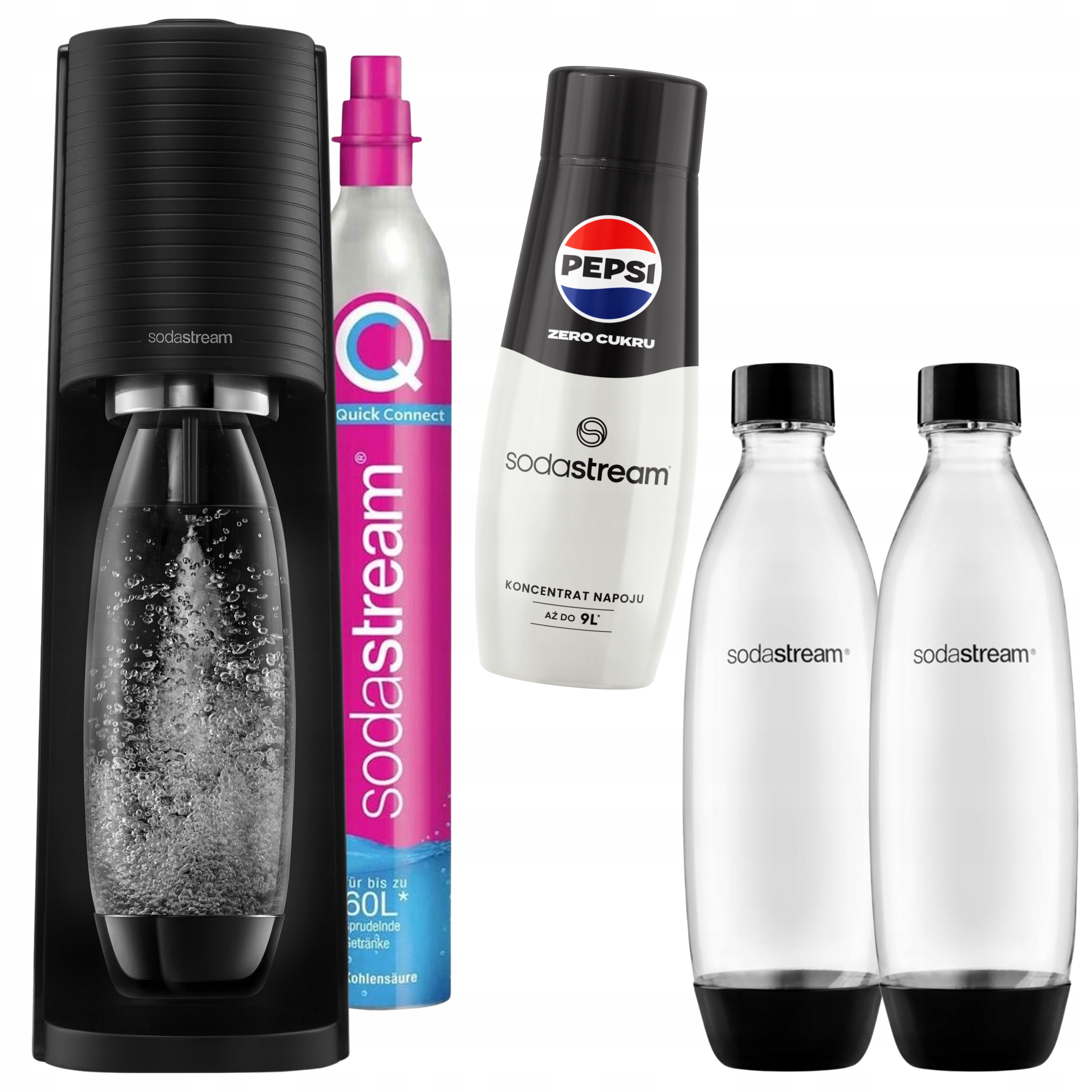 SodaStream výrobník sody, sifon na perlivou vodu Terra 2 lahve 1 l sirup Pepsi Max