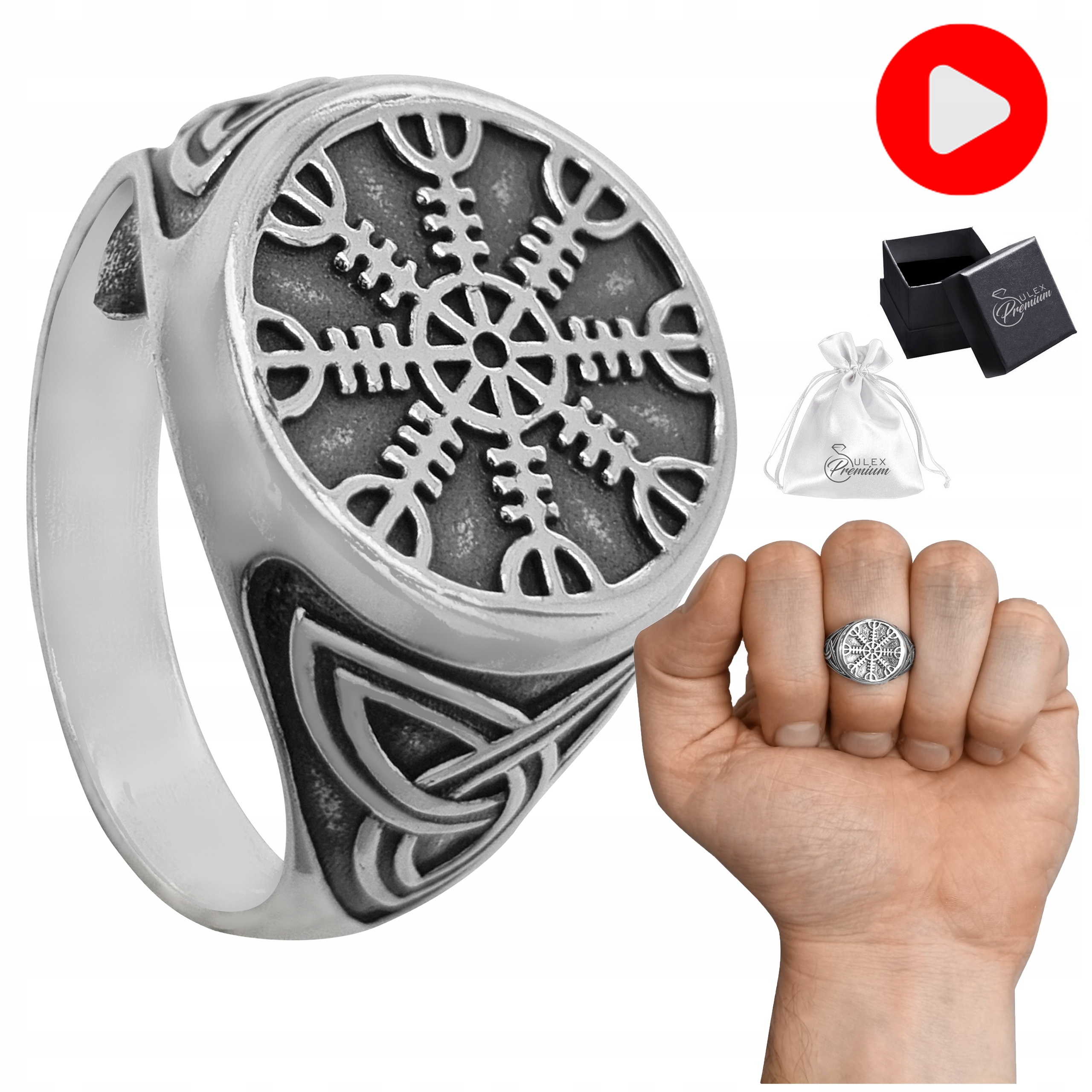 Pánský stříbrný prsten pečetní Vegvisir Nordický stříbro ryzost 925 vel. 20