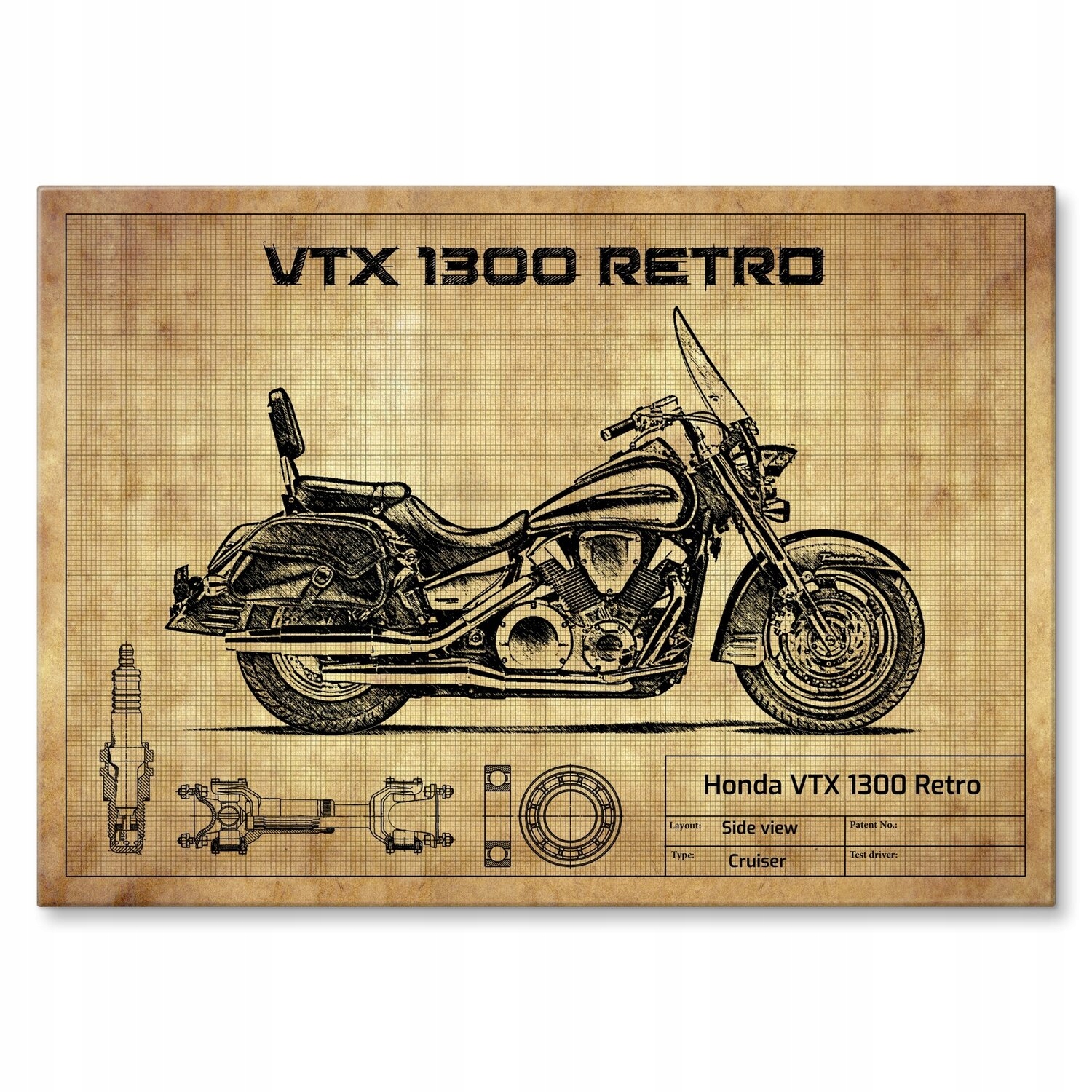 Kovový plakát Honda Vtx 1300 Retro Šidítko Plech 22 x 31 cm Dárek!