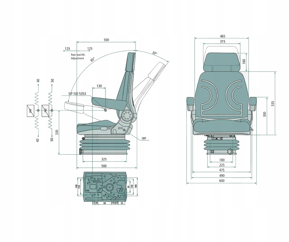 fotel materiałowy Terex, Volvo, Wacker, Yanmar, Zeppelin + pas Numer katalogowy części HY1511.176