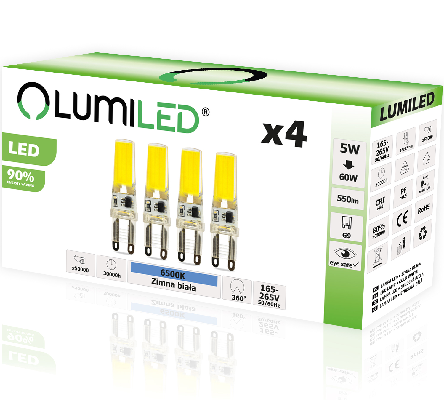 

4x Żarówka Led Kapsułka G9 5W=60W Lumiled 6000K