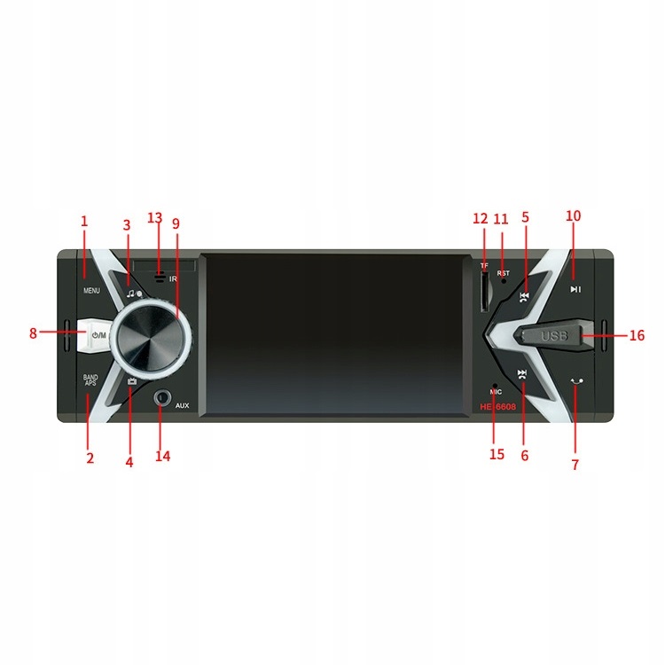 Radio samochodowe 1 DIN RADIO FM MP3 MP4 MP5 AUX USB WYŚWIETLACZ LCD BT Radio pasmo AM pasmo FM