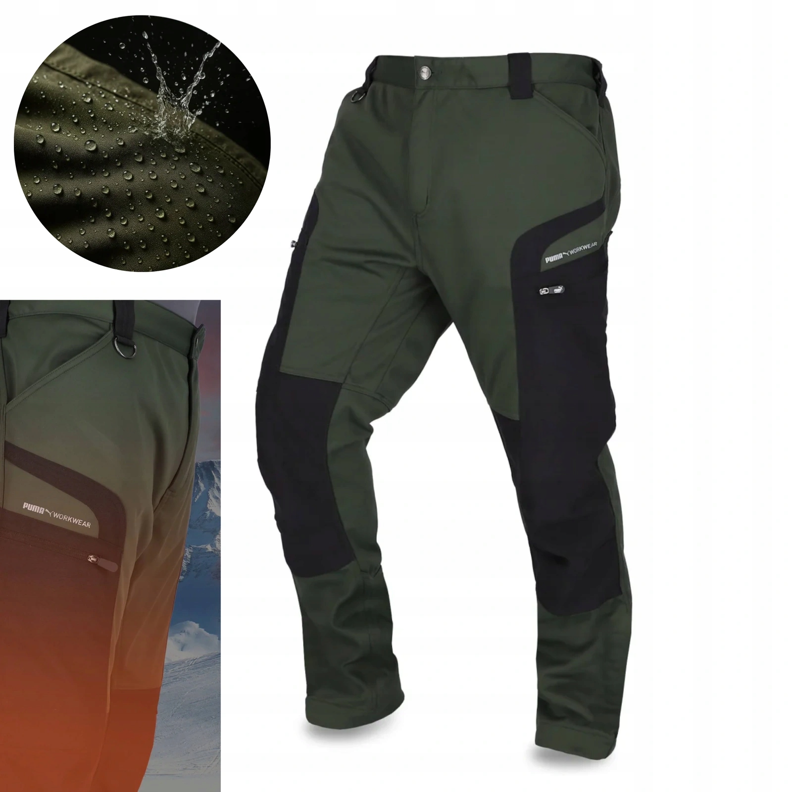 Spodnie Softshell ocieplane polarem Alpine Puma Workwear oliwkowe M