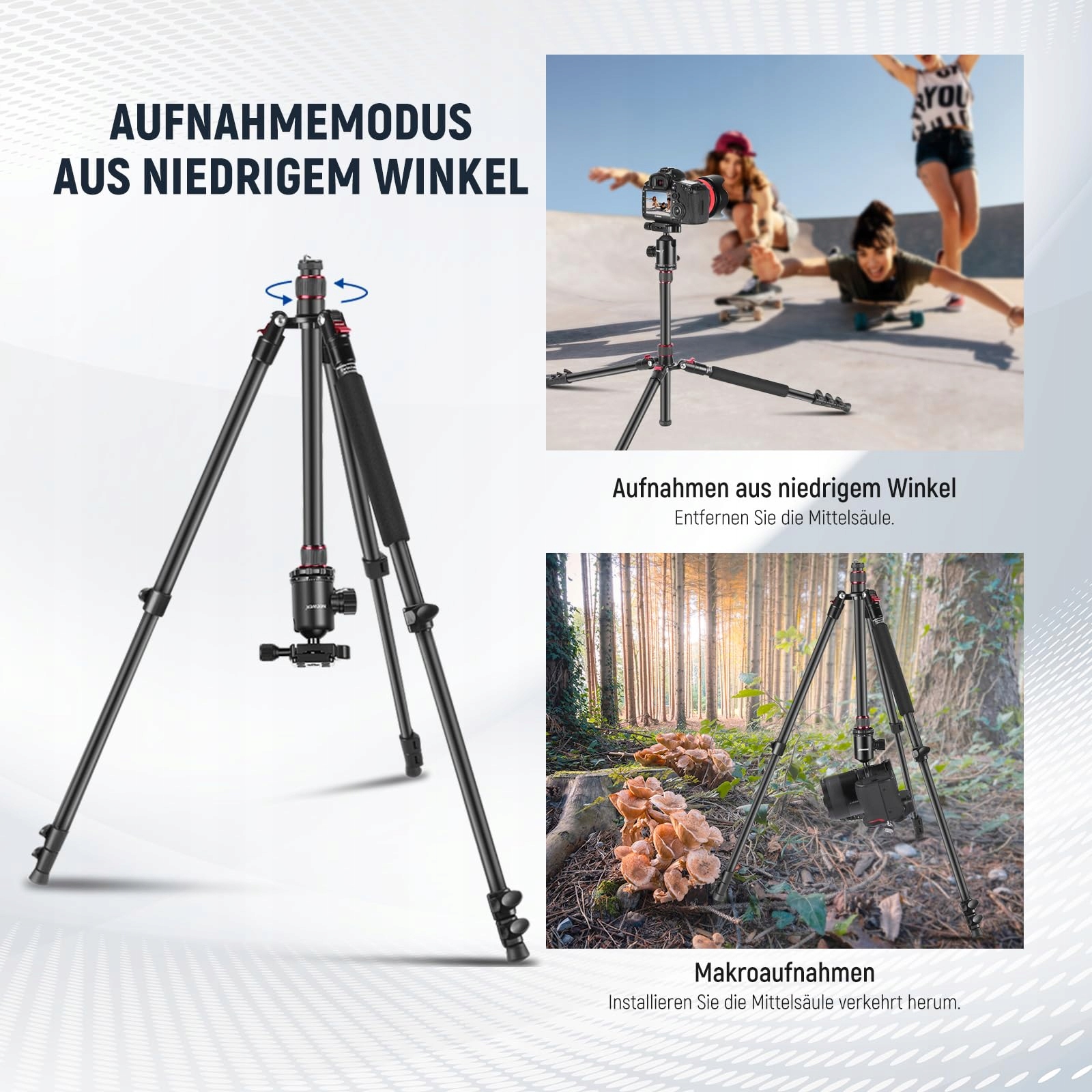 NEEWER Statyw Do Aparatu 77" DSLR Telefon 360° Głowica Panoramiczna ALU — miniatura 5