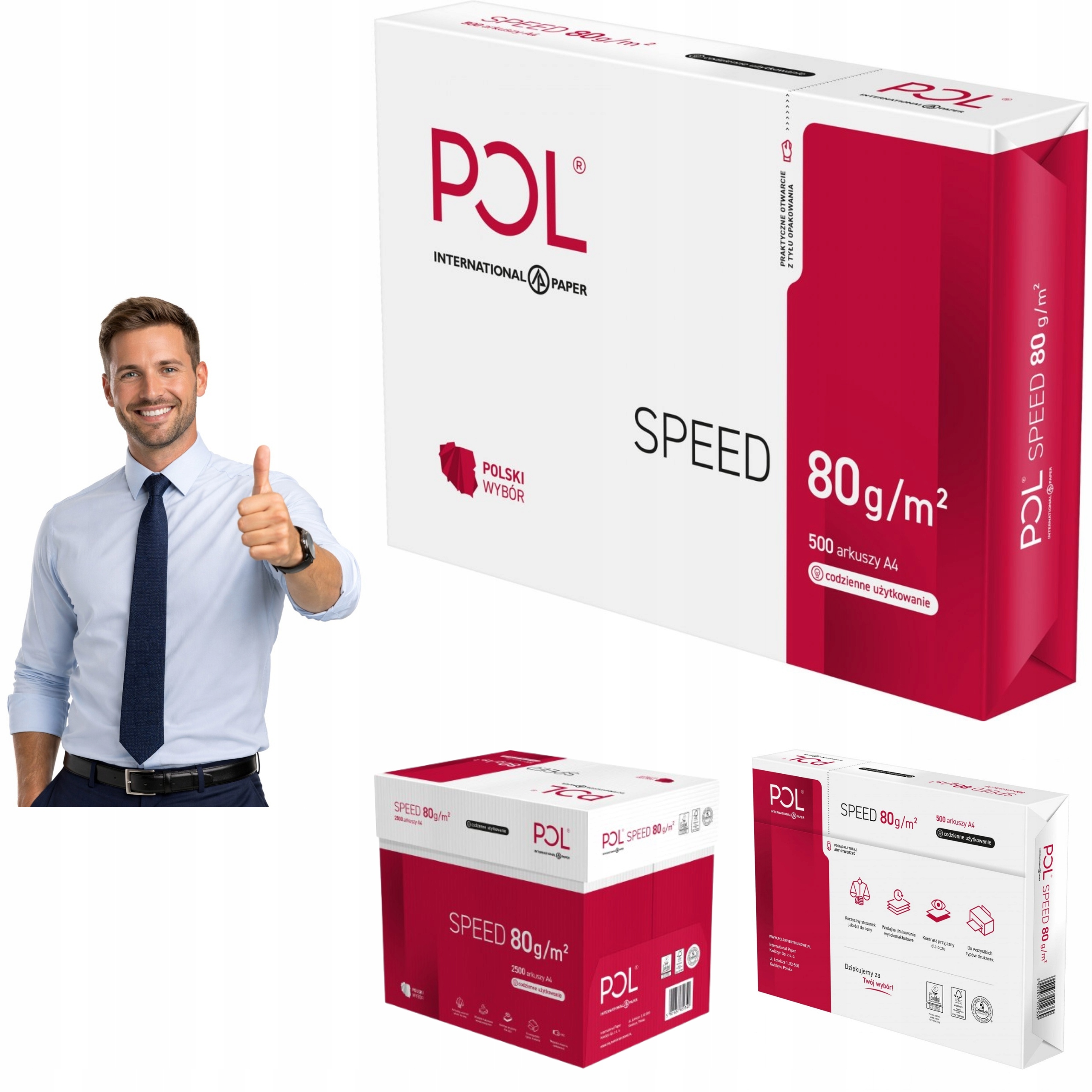 Papier Ksero A4 80G Klasa Białości C Cie 153 (5 Ryz 2500 Arkuszy)