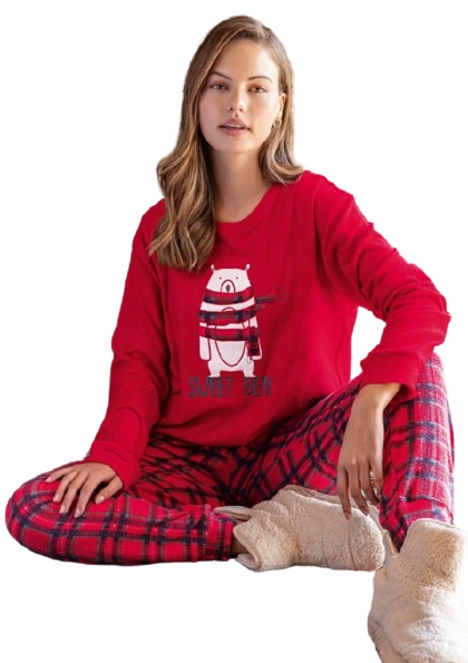 Vtipné Pyžamo Medvídek V Šále Pletené Teplé Pyžamo Zimní Pyžamo XL