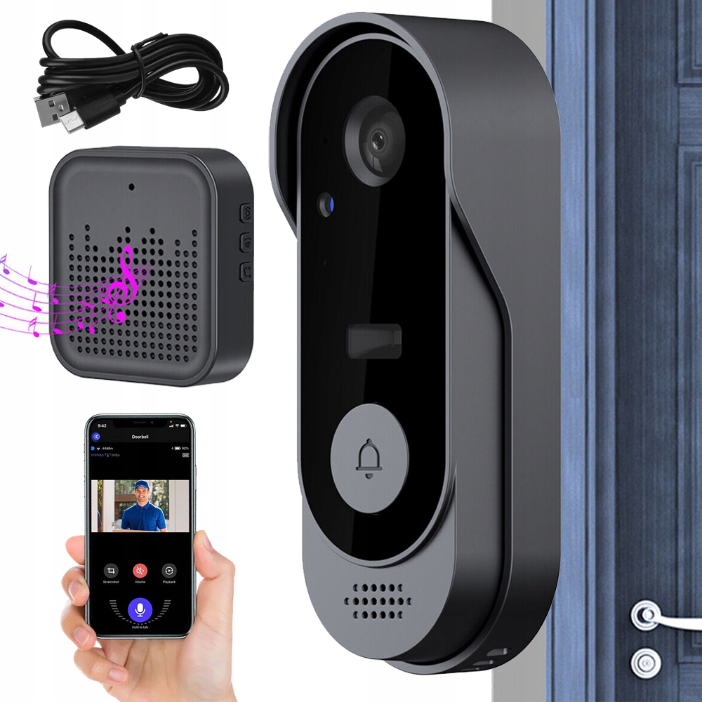 Bezdrátový Videozvonek S Monitorem, Zvonková Kamera, Interkom