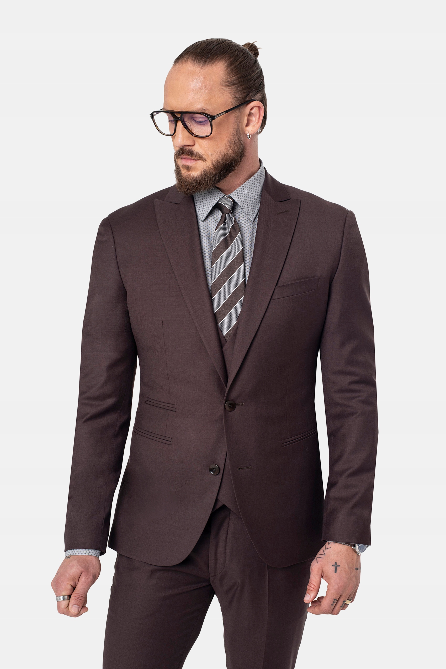 Marynarka Męska Evista Slim Fit Brązowa 176 92