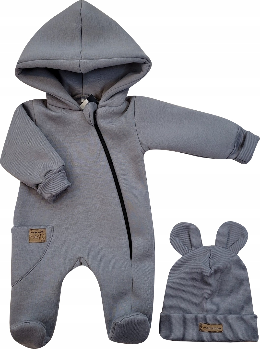 Kombinezon z ocieplanej dresówki +czapka onyx 86