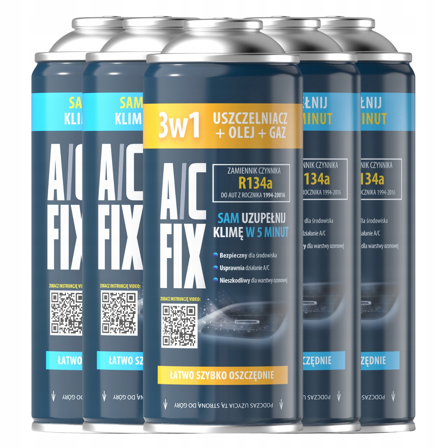 Ac Fix Sada Plyn 3v1R134a 170g Olej Plyn Těsnění a Gaz 4xR134a 680g