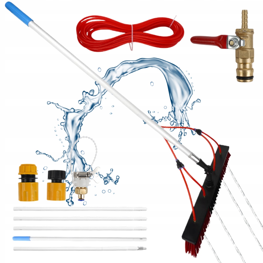 Teleskopická Myčka 5 m x 55 cm Kartáč Na Mytí Oken Skel Panelů Střešních Vrat