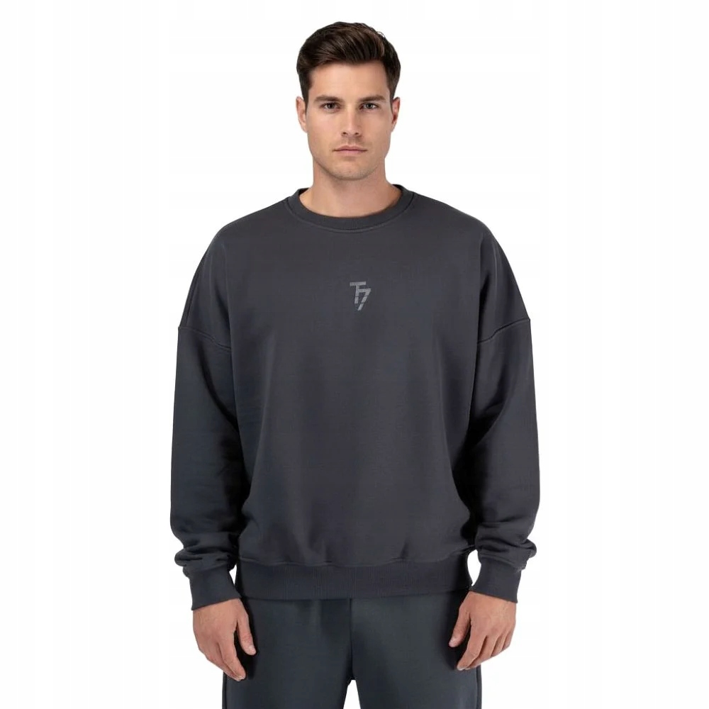 Pánská mikina T7 Haft Crewneck bavlna Šedá Crewneck-m-haft-graf 2XL