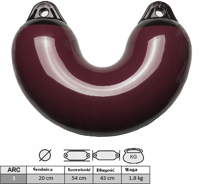 ODBIJACZ JACHTOWY,STOPIEŃ 54x43x20CM/1,8KG BORDOWY