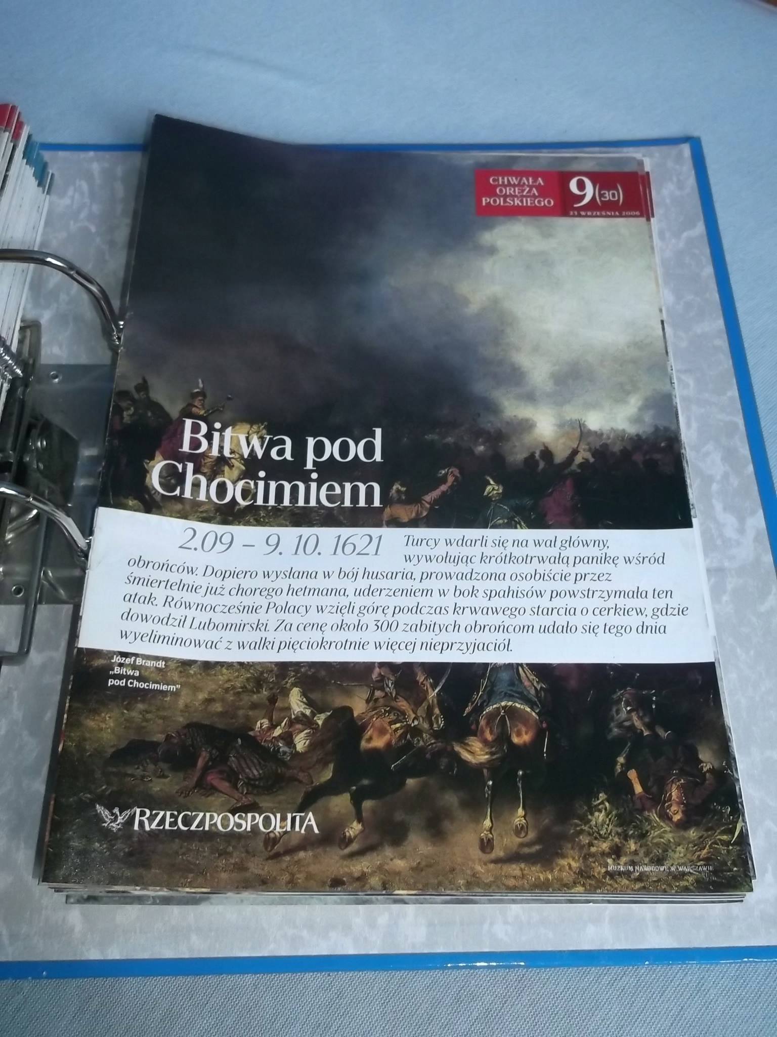 CHWAŁA ORĘŻA POLSKIEGO nr.9 , Bitwa pod Chocimiem