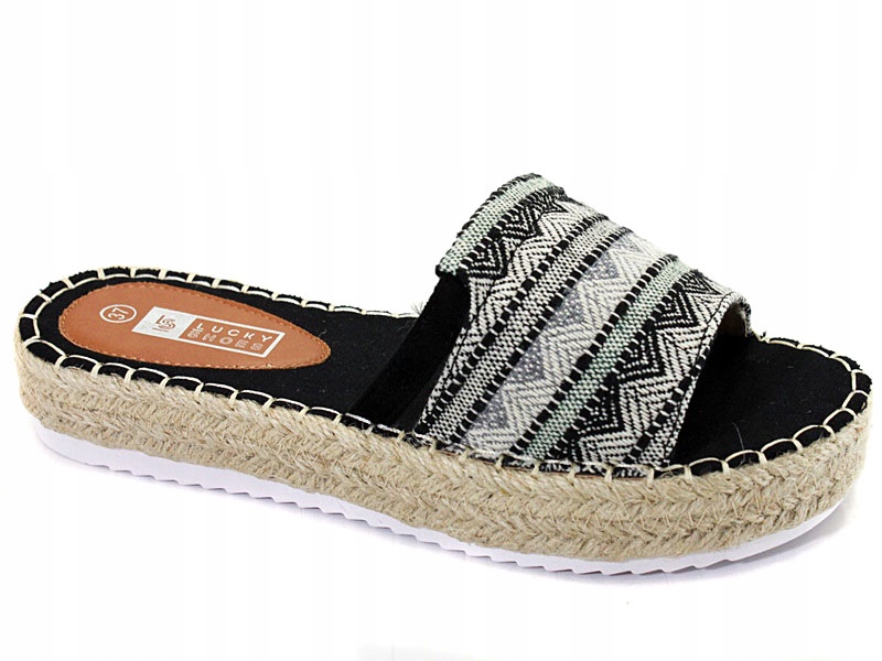 

Czarne Wygodne Damskie Klapki Espadryle 12 40