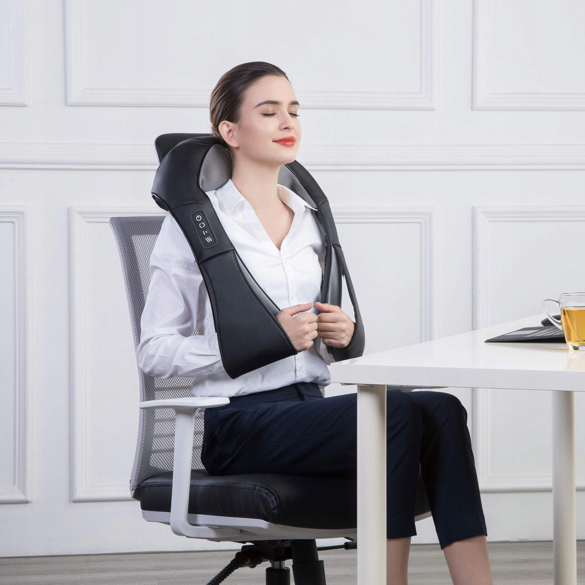 SNAILAX Masażer Shiatsu Do Szyi Pleców Z Funkcją Podgrzewania Elektryczny — miniatura 4