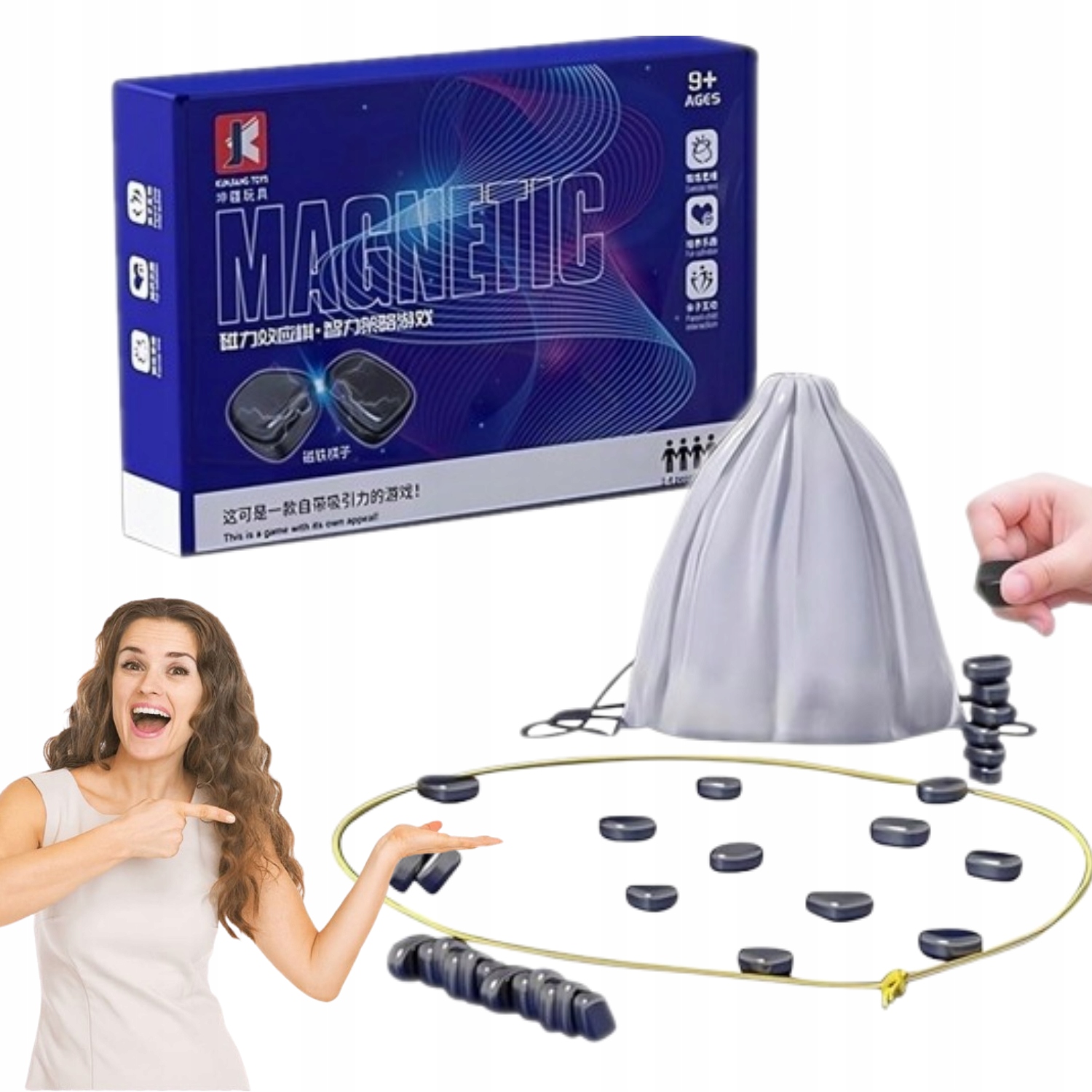 Magnetyczne Kamienie 60szt Gra Strategiczna Gra Edukacyjna Magnes Zestaw XL
