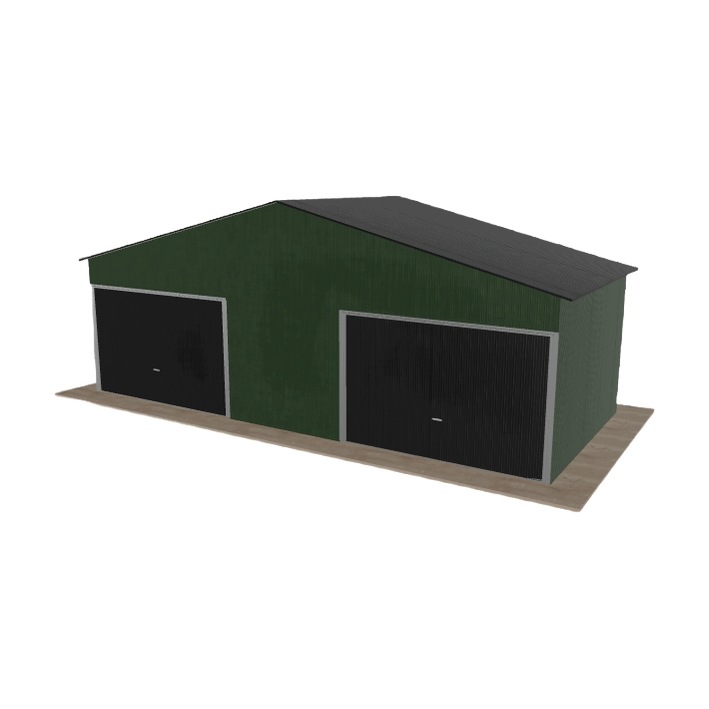 Plechová garáž 8x3.5 m, dvoupolohová, dvoupolohová, zelená