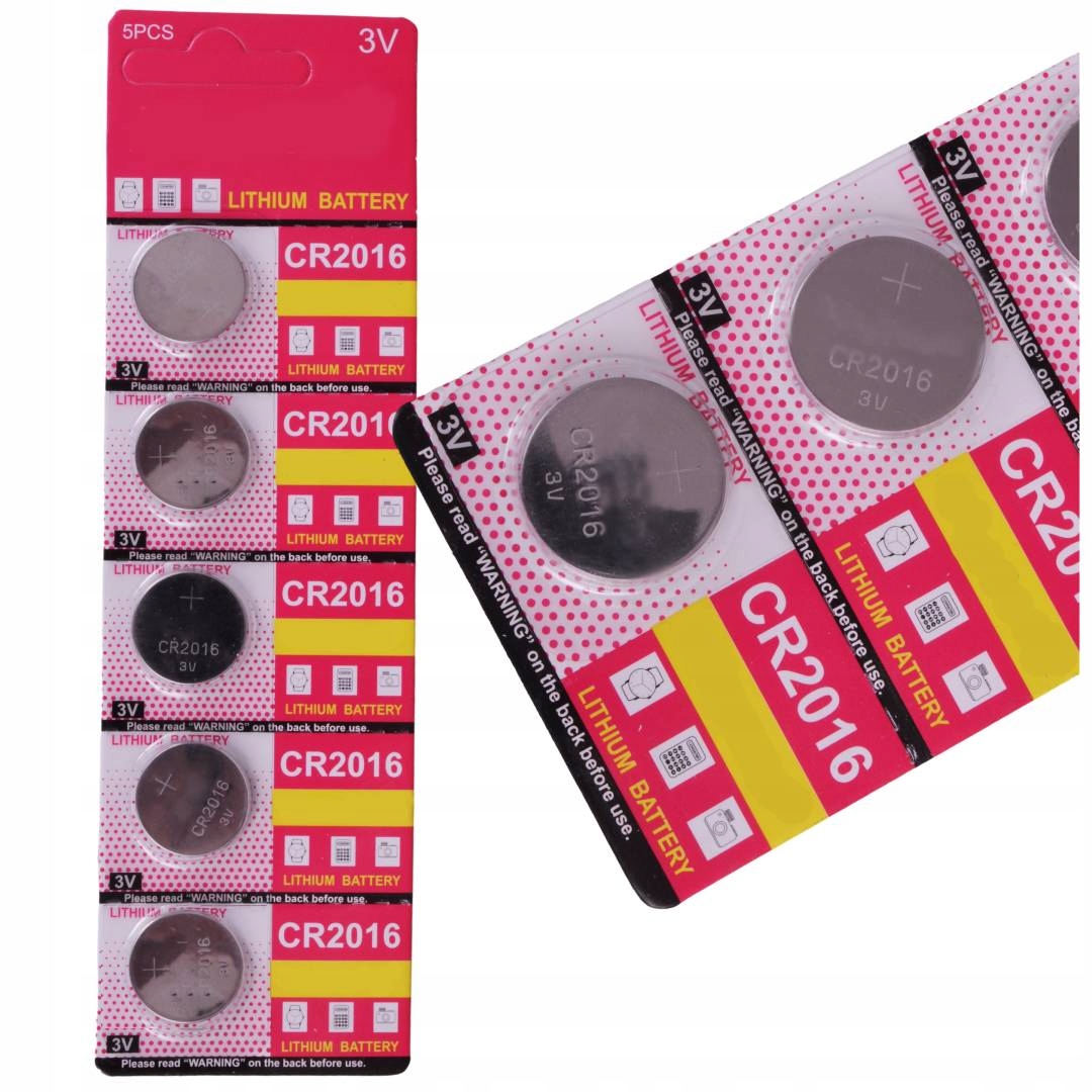 

Bateria Litowa 3V CR2016 Baterie 5 Sztuk Zestaw