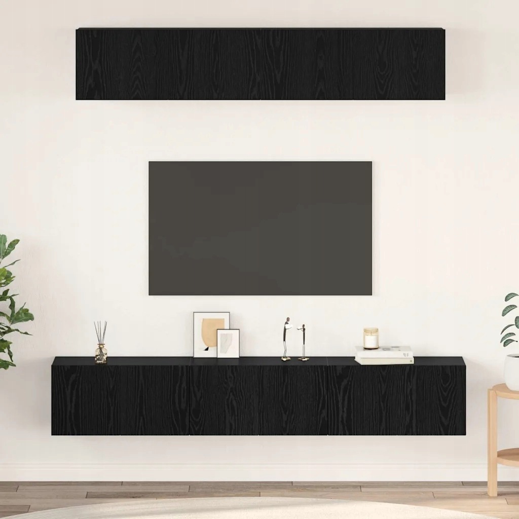 vidaXL Zestaw szafek Rtv 5 pcs Czarny Dąb Materiał drewnopochodny