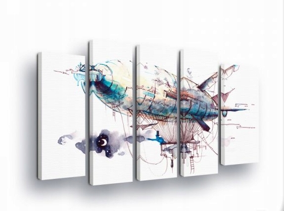 Obraz 150x100 Letadlo steampunk let nebe mraky dobrodružství fantastika