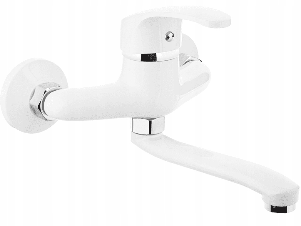 

Bateria Umywalkowa Łazienkowa Kran Ścienna Biała