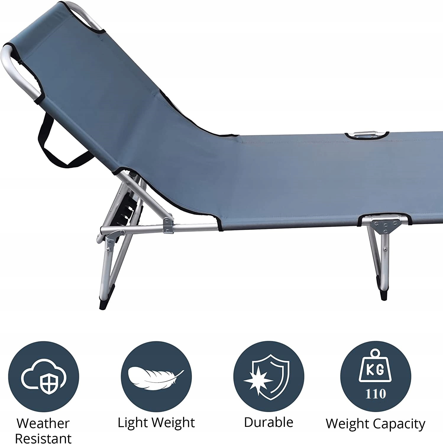 LEŻAK OGRODOWY SKŁADANY PLAŻOWY KEMPING SZARY Rodzaj leżak