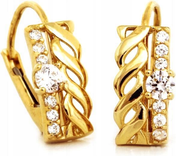 Zlaté náušnice pro ženy, čárky 585, pletené Zirkony dárky, anglické