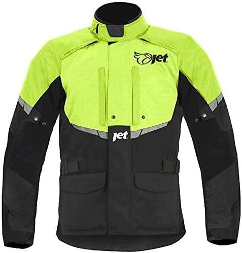 Męska Kurtka Motocyklowa Wodoodporna Protektory Ce 600D Czarna Fluoro XL