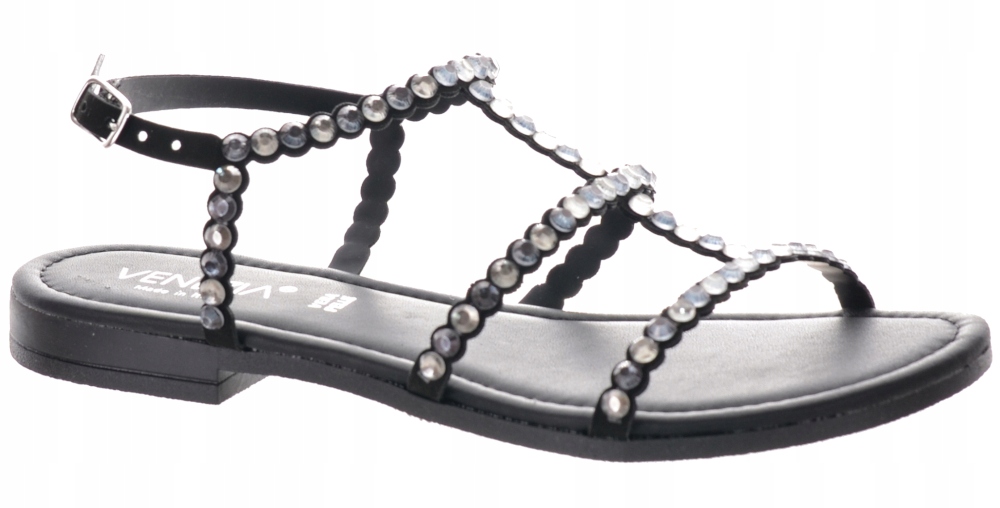 Venezia Černé Dámské Sandály S Plochým Podpatkem 36