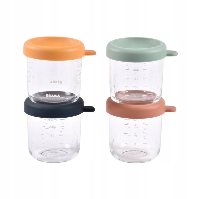 Zestaw Pojemników Słoiczków Szklanych Z Zamknięciem 4 X 250ML Sunrise Beaba