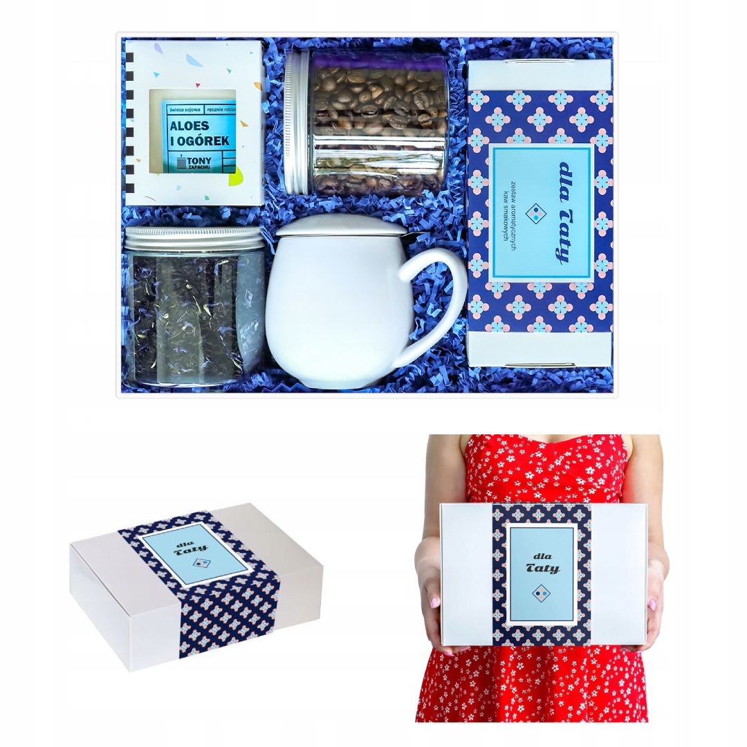 Levně Velký Box s kávou a čajem na Den otců s konvičkou a svíčkou dárek