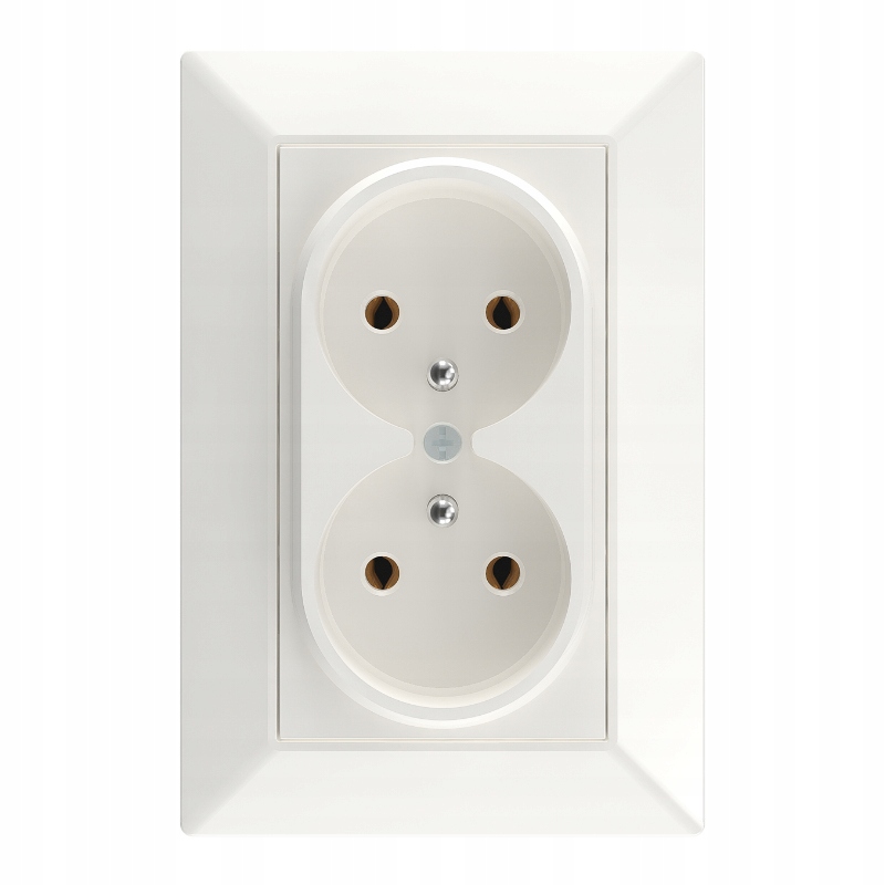 

Gniazdo podwójne z ramką plastikową, białe, Quad