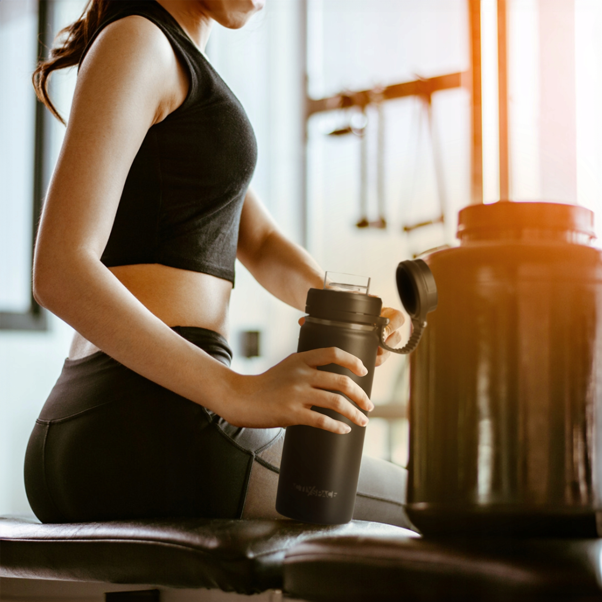 KUBEK BIDON TERMICZNY 532ML TERMOS STALOWY NA NAPOJE TRANSPORTOWY - PREMIUM Kolor czarny